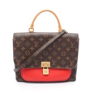 Louis Vuitton Marignan Handbag Canvas Leather Monogram Brown Red